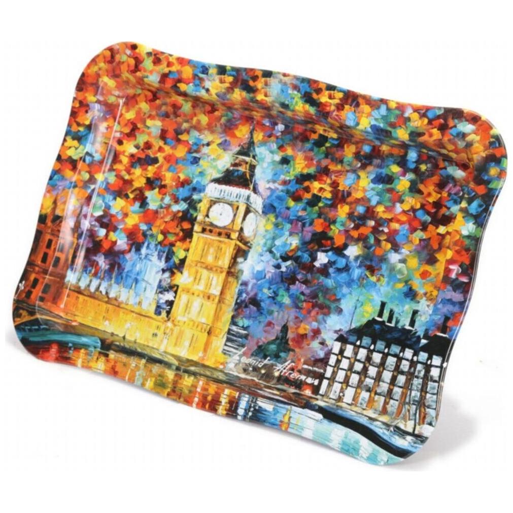 238x358 mm Dikdörtgen Metal Tepsi, Dalgalı Kenarlı, Afremov Big Ban — Tepsiler — görsel 4 / 5 — Tinbox