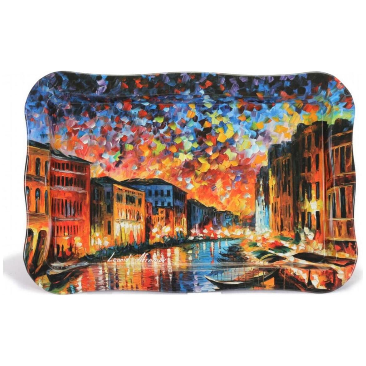 238x358 mm Rectangular Metal Tray With Wavy Edge Afremov River — Trays — Tinbox