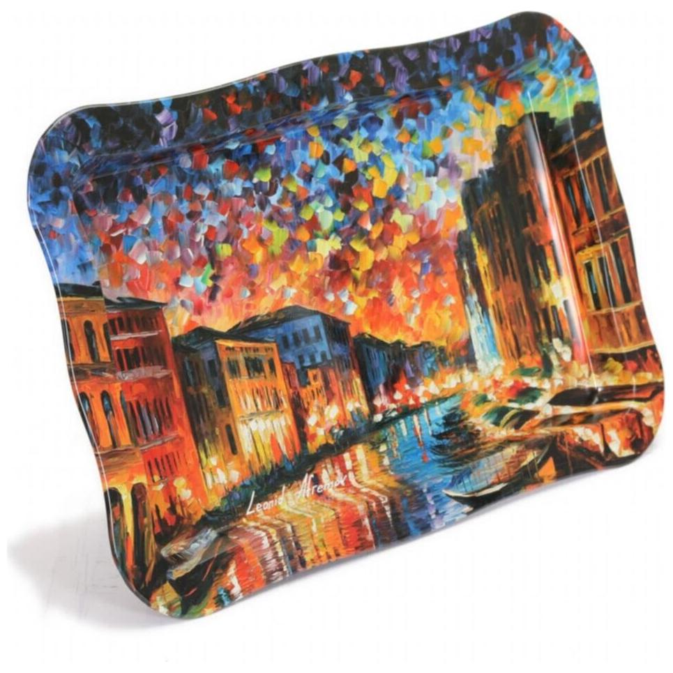 238x358 mm Dikdörtgen Metal Tepsi, Dalgalı Kenarlı, Afremov Nehri — Tepsiler — görsel 3 / 5 — Tinbox