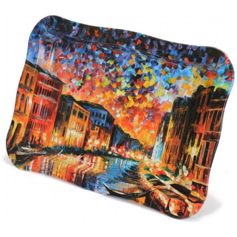 238x358 mm Dikdörtgen Metal Tepsi, Dalgalı Kenarlı, Afremov Nehri — Tepsiler — görsel 4 / 5 — Tinbox