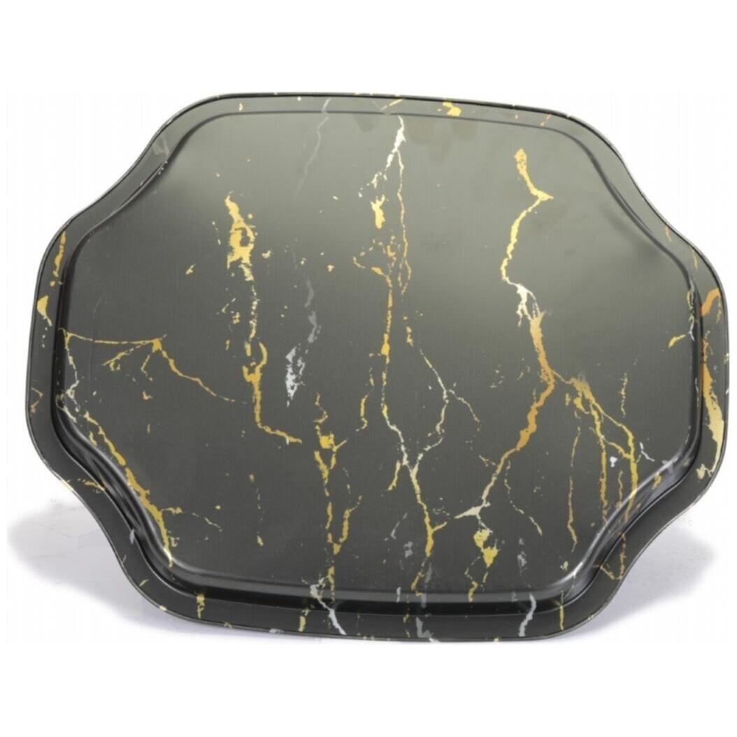 238x358 mm Rectangular Metal Tray With Wavy Edge Marble Black — Trays — view 2 of 4 — Tinbox