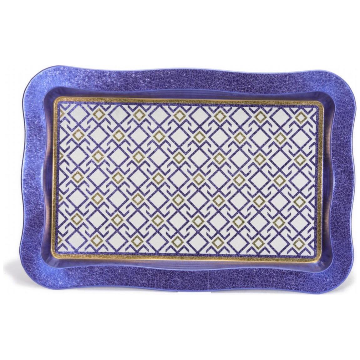 238x358 mm Dikdörtgen Metal Tepsi, Dalgalı Kenarlı, Dikişsiz Desenli, Geometrik Çizgiler, Kırmızı Arka Plan — Tepsiler — T…