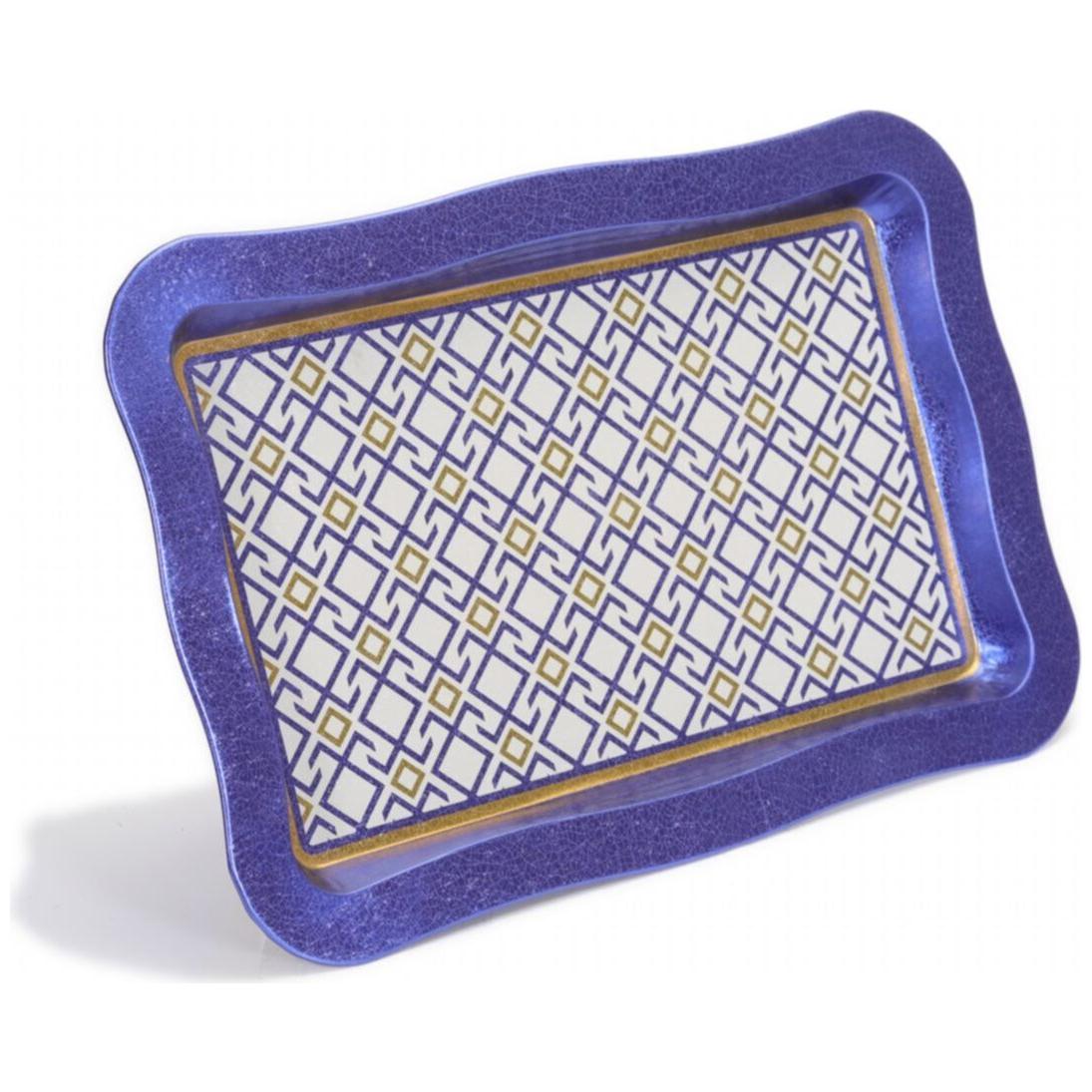 238x358 mm Dikdörtgen Metal Tepsi, Dalgalı Kenarlı, Dikişsiz Desenli, Geometrik Çizgiler, Kırmızı Arka Plan — Tepsiler — g…