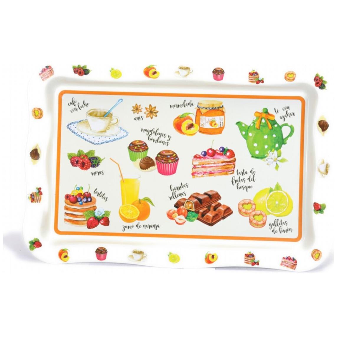 238x358 mm Dikdörtgen Metal Tepsi, Dalgalı Kenarlı, Kahve İçin Uygun — Tepsiler — Tinbox