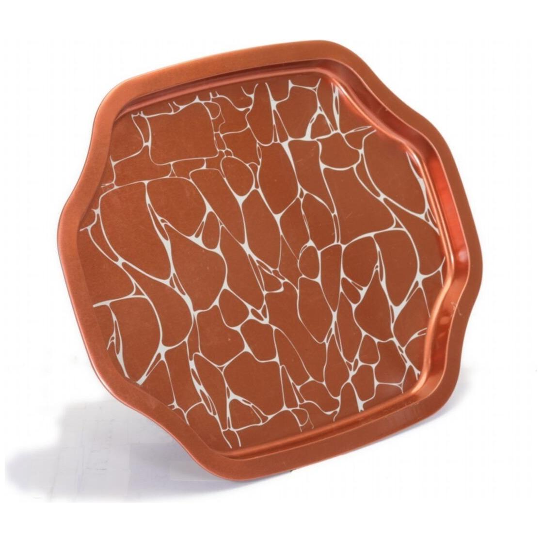 Kavisli dalgalı kenarlı tepsi 285x400 mm Beyaz desenli kahverengi zemin — Tepsiler — görsel 2 / 4 — Tinbox