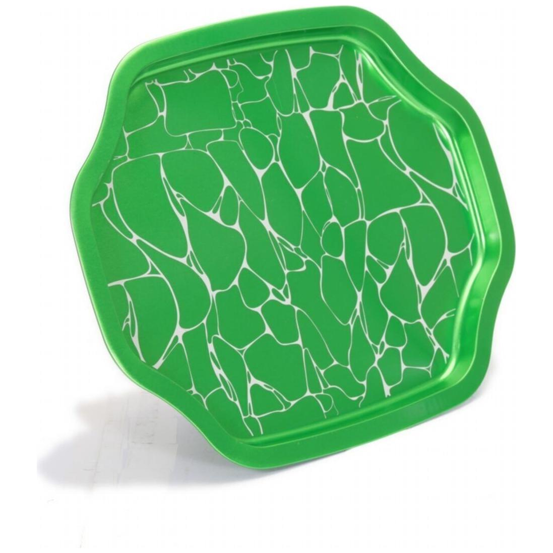 Curved wavy edge Tray 285x400 mm White pattern green background — Trays — view 2 of 5 — Tinbox