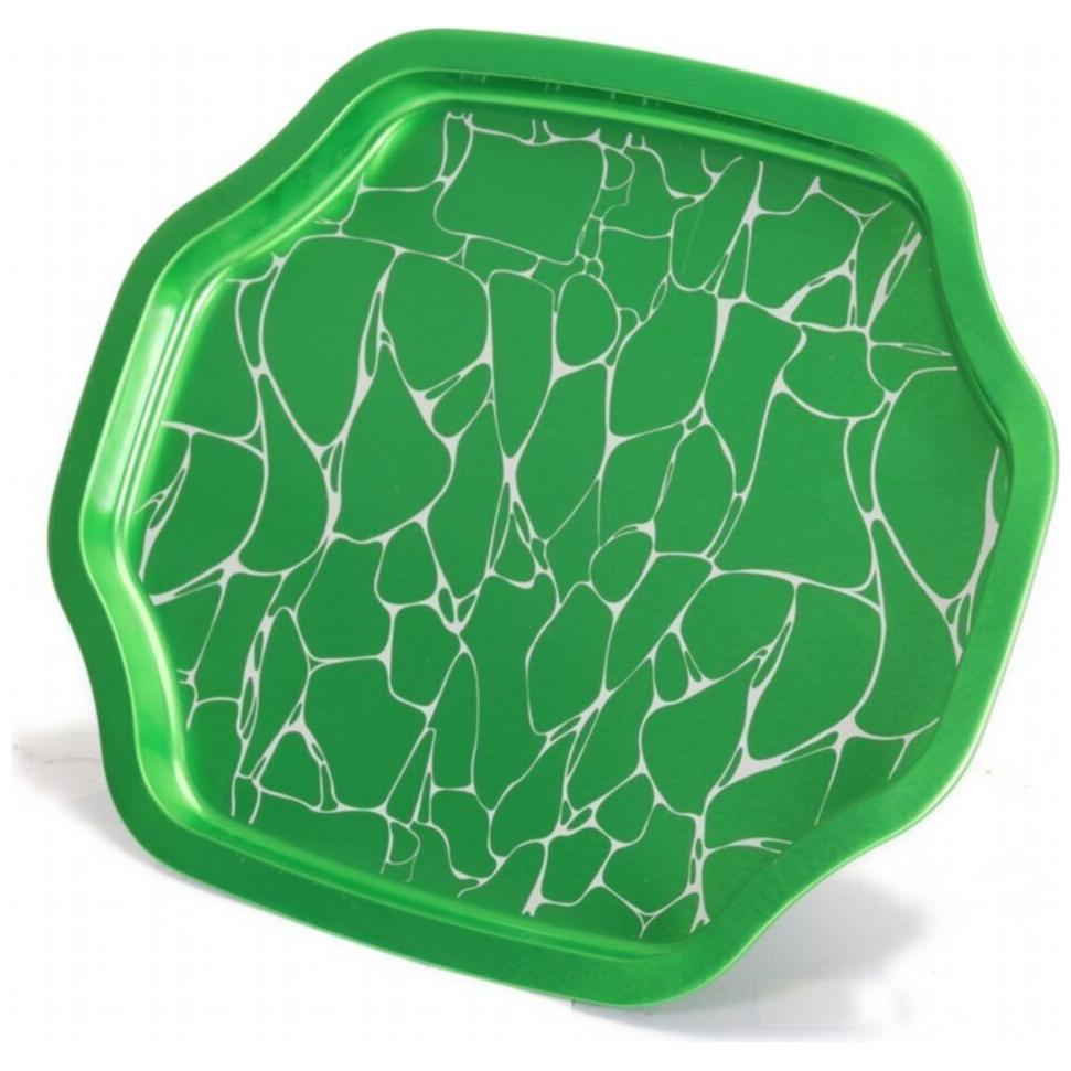Curved wavy edge Tray 285x400 mm White pattern green background — Trays — view 3 of 5 — Tinbox