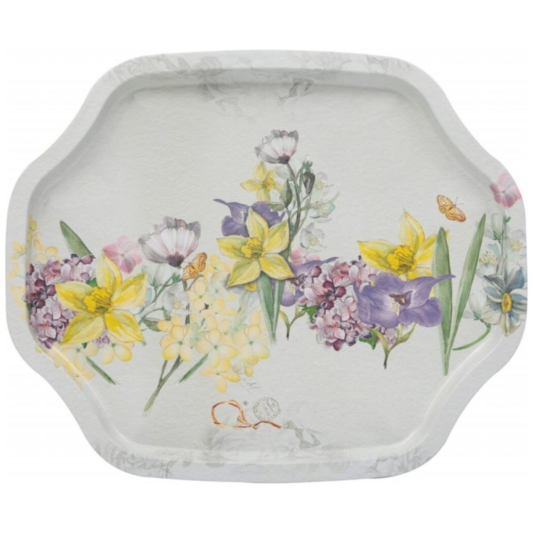 Kavisli dalgalı kenarlı tepsi 285x400 mm Çiçek Grisi — Tepsiler — Tinbox