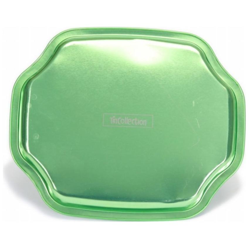 160x350 mm Dikdörtgen Metal Tepsi, Beyaz Desen, Yeşil Zemin — Tepsiler — görsel 4 / 4 — Tinbox