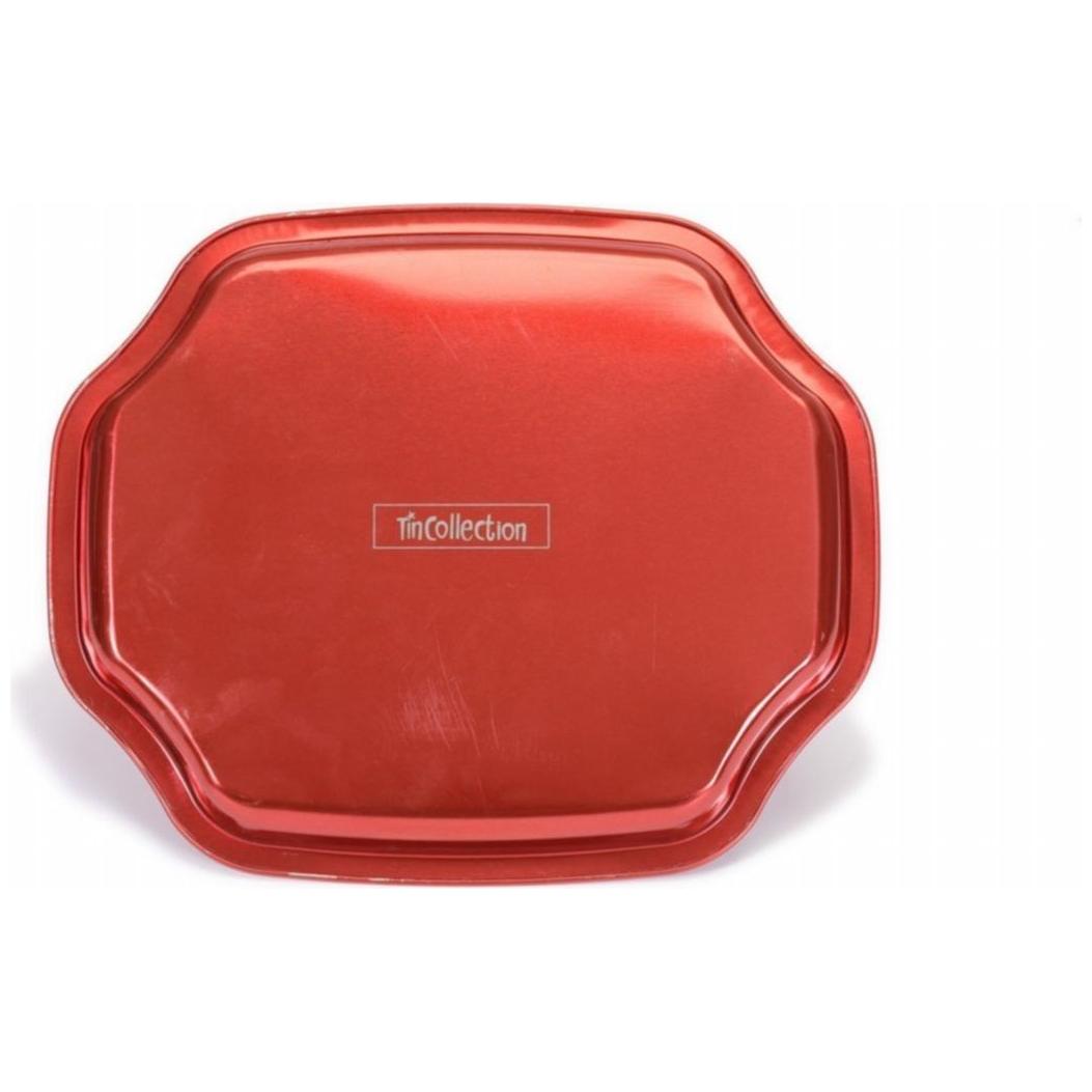160x350 mm Dikdörtgen Metal Tepsi, Beyaz Desen, Kırmızı Arka Plan — Tepsiler — görsel 4 / 4 — Tinbox