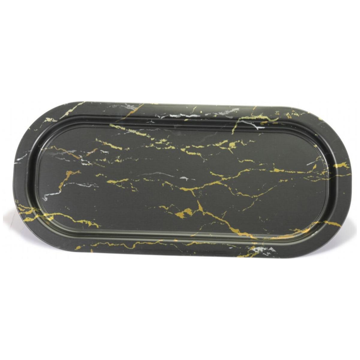 160x350 mm Dikdörtgen Metal Tepsi Mermer Siyah — Tepsiler — görsel 2 / 4 — Tinbox