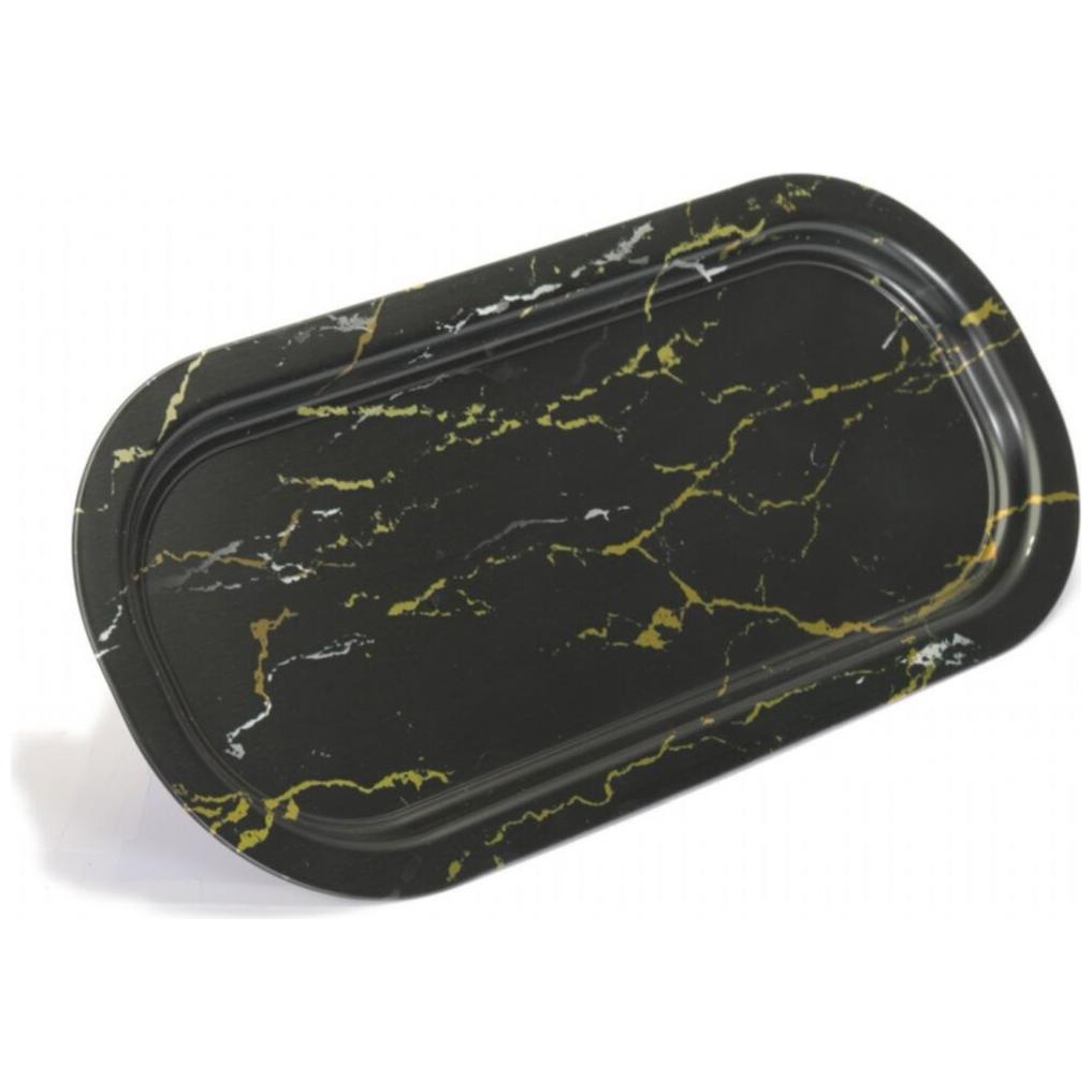 160x350 mm Dikdörtgen Metal Tepsi Mermer Siyah — Tepsiler — görsel 3 / 4 — Tinbox