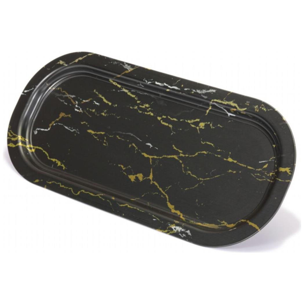 160x350 mm Dikdörtgen Metal Tepsi Mermer Siyah — Tepsiler — görsel 4 / 4 — Tinbox