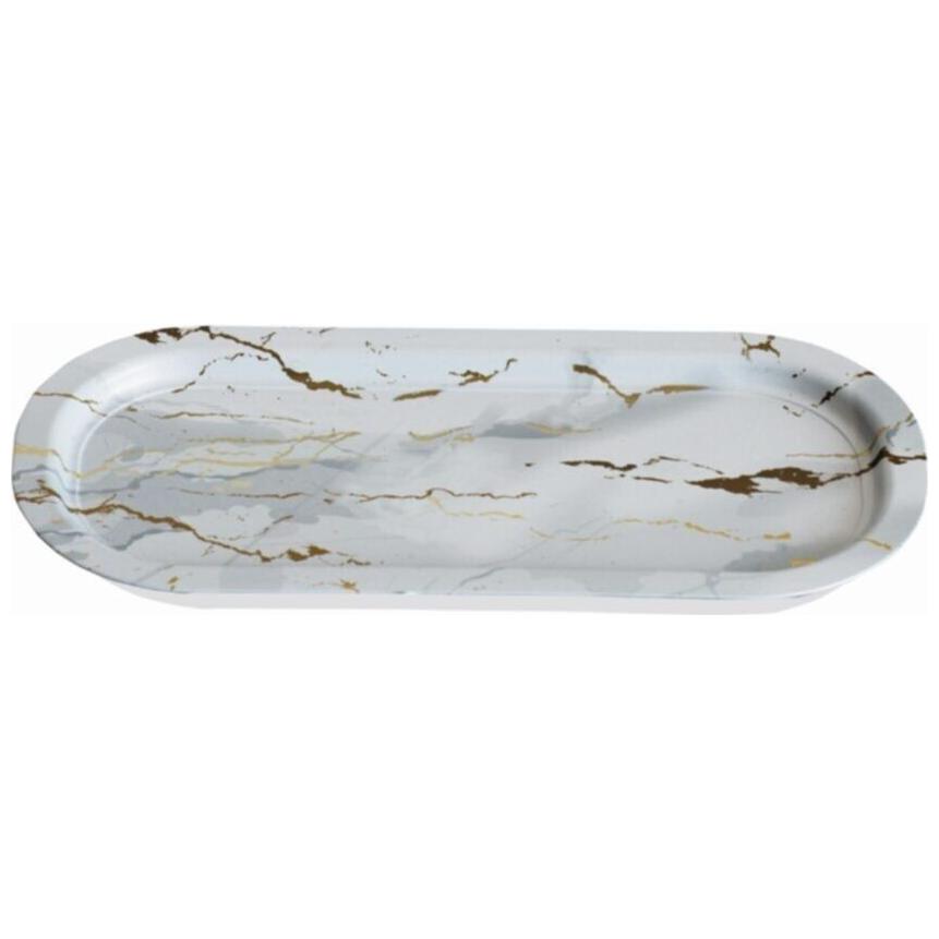 160x350 mm Dikdörtgen Metal Tepsi Mermer Beyaz — Tepsiler — görsel 2 / 5 — Tinbox
