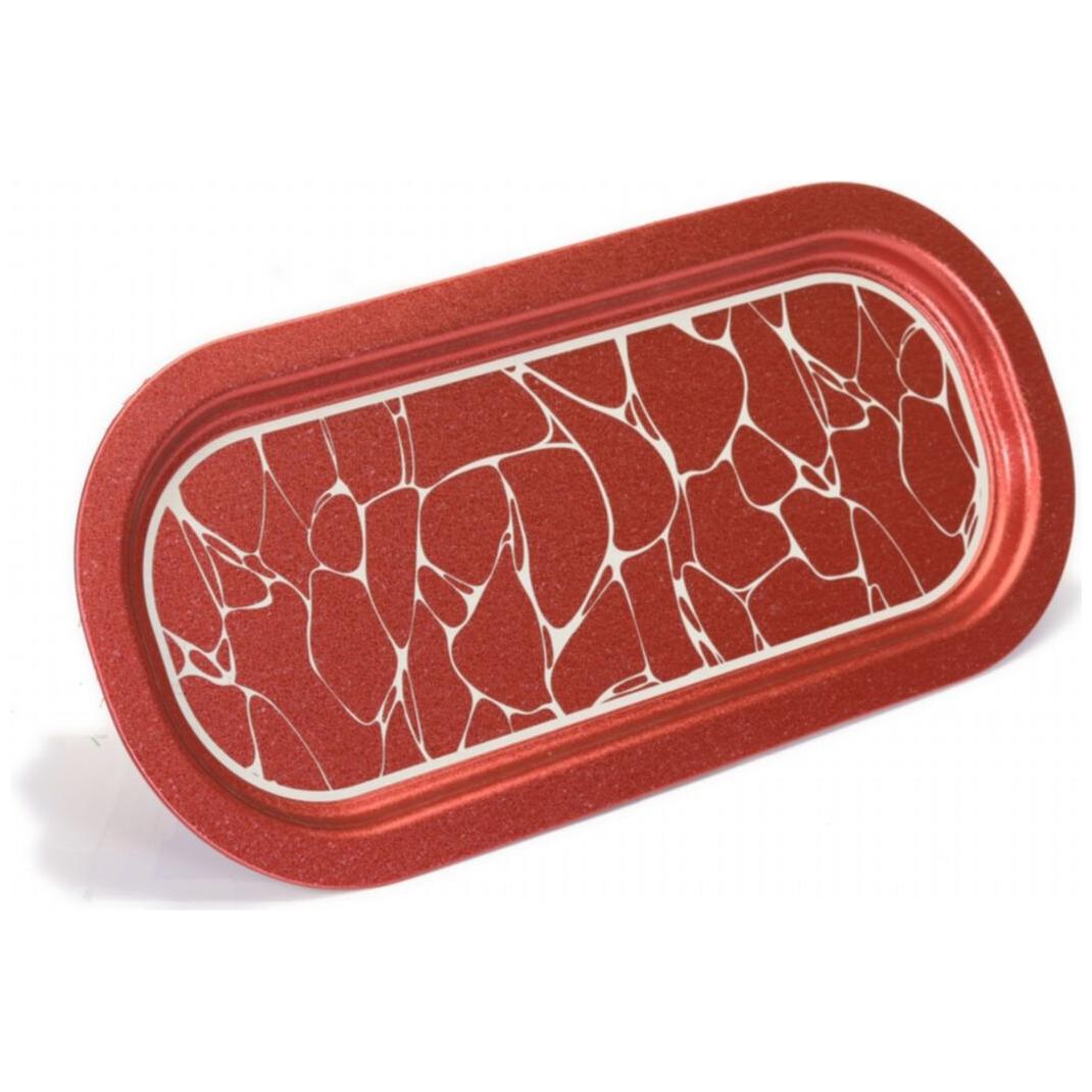 160x350 mm Rectangular Metal Tray White pattern red background — Trays — view 3 of 4 — Tinbox