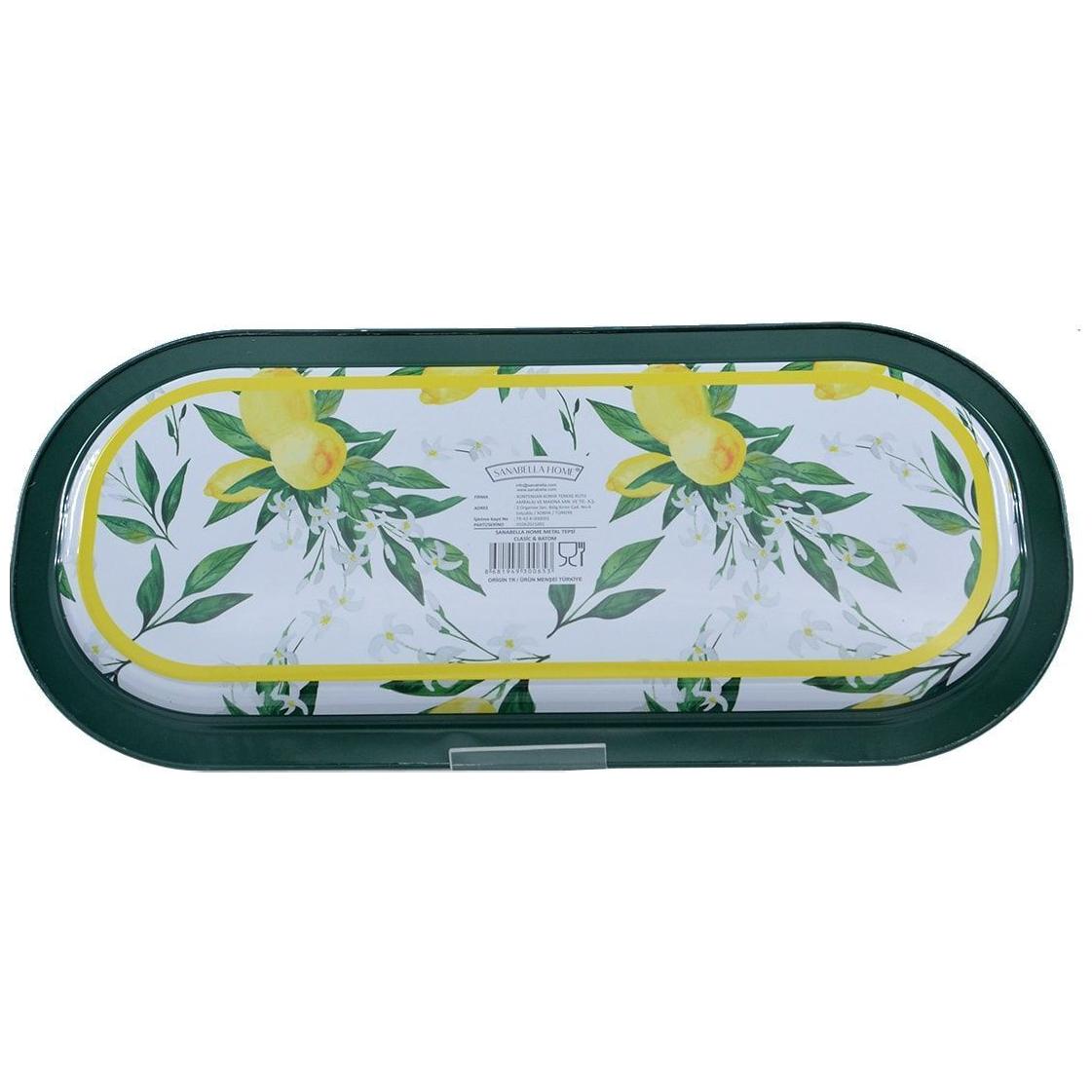 160x350 mm Dikdörtgen Metal Tepsi Limon Desenli — Tepsiler — görsel 4 / 5 — Tinbox