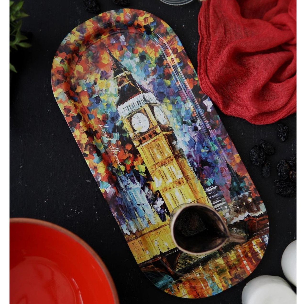 160x350 mm Dikdörtgen Metal Tepsi Afremov Big Ban — Tepsiler — görsel 4 / 4 — Tinbox