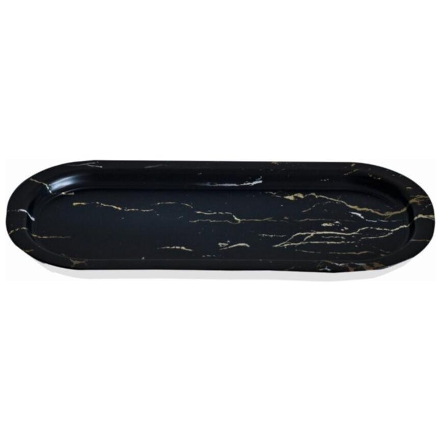 160x350 mm Rectangular Metal Tray Marble Black — Trays — Tinbox