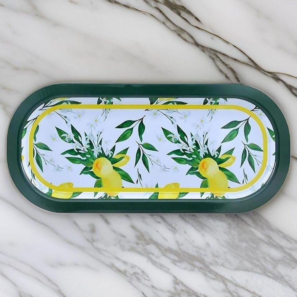 160x350 mm Dikdörtgen Metal Tepsi Limon Desenli — Tepsiler — görsel 5 / 5 — Tinbox