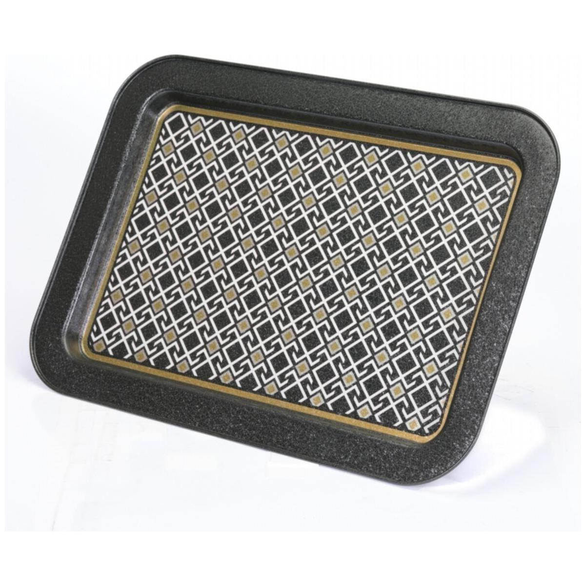 310x430 mm Metal Rectangular Tray Seamless Pattern Design Geometric Lines Black Background — Trays — view 4 of 4 — Tinbox