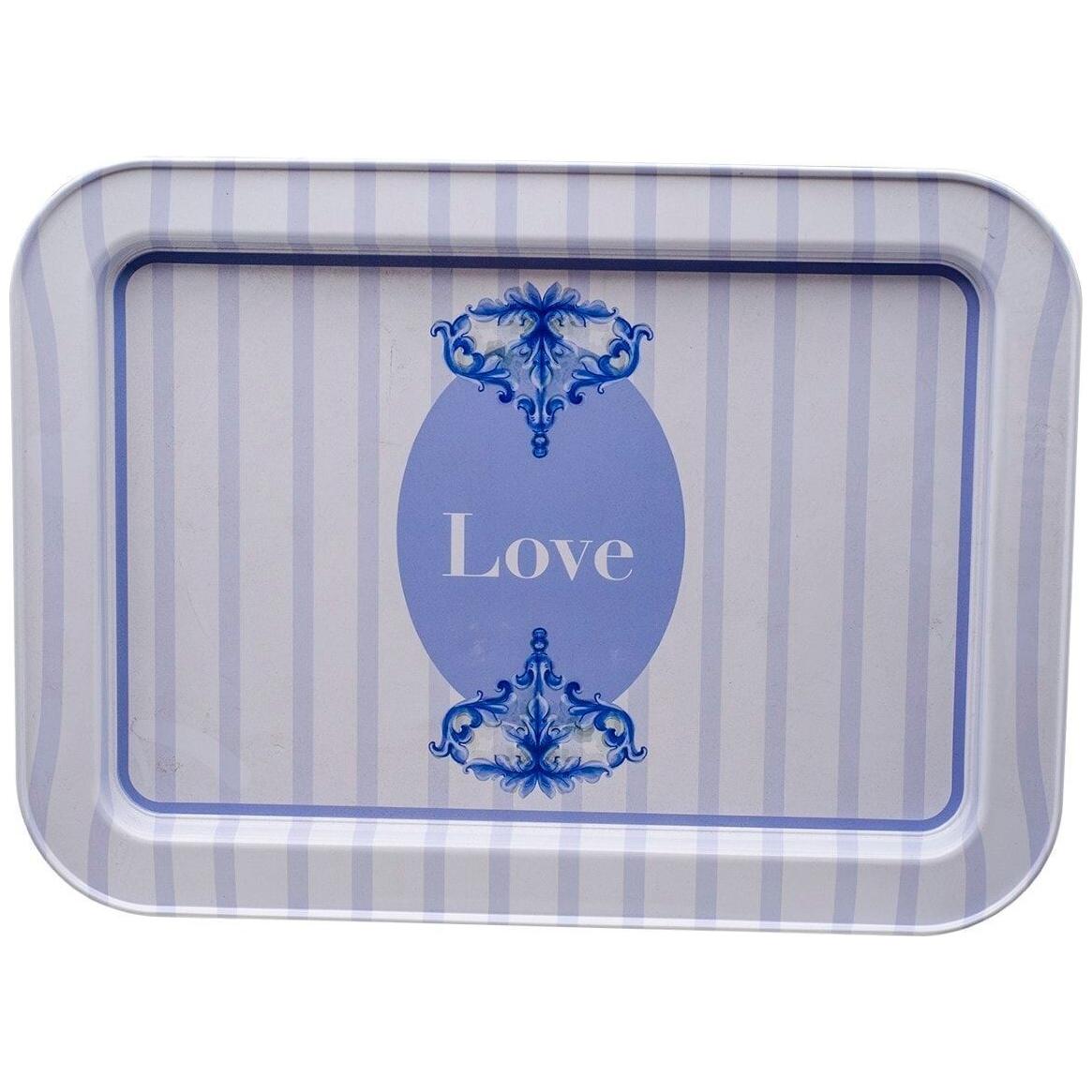 310x430 mm Metal Rectangular Tray Love Eflatun/Beyaz — Trays — view 2 of 2 — Tinbox