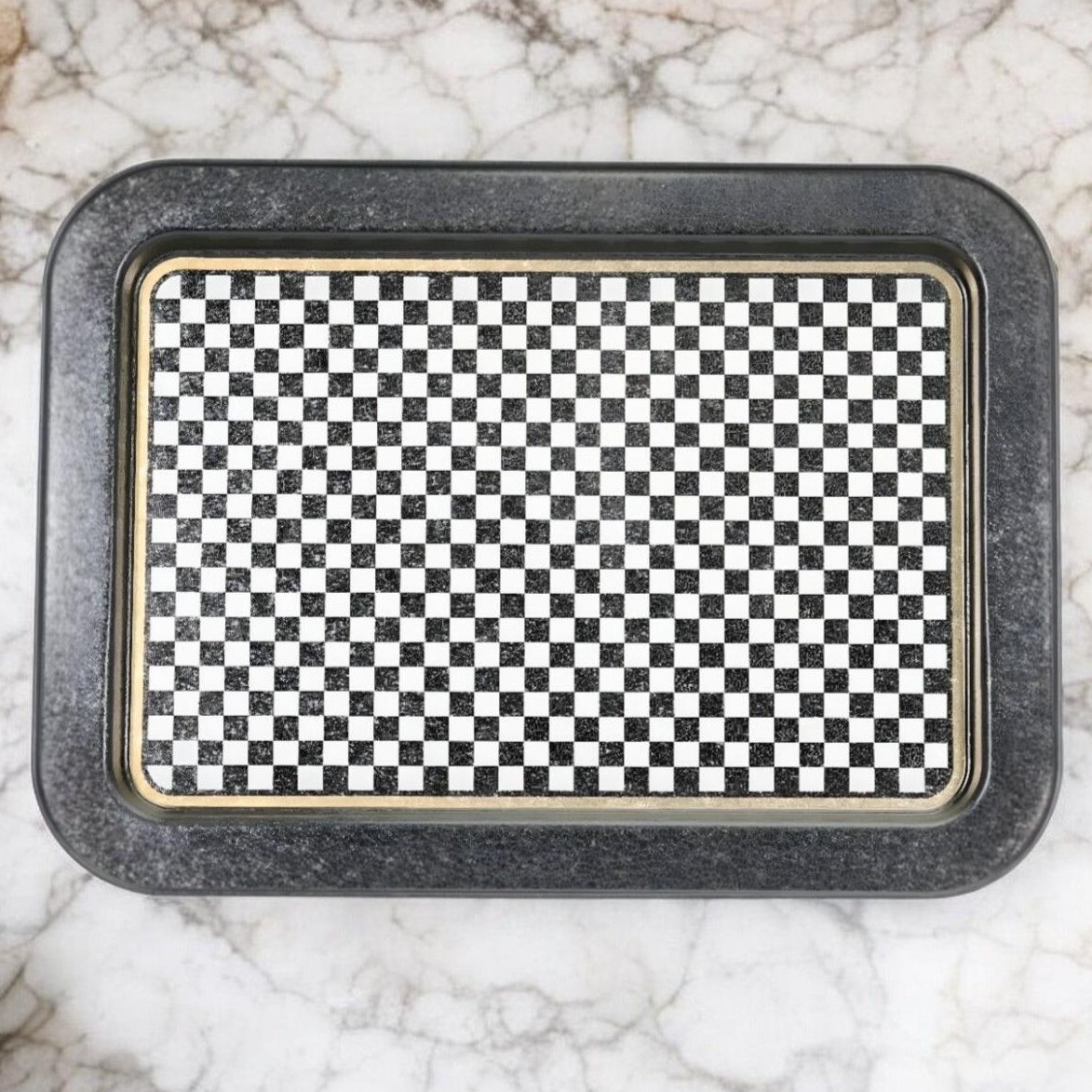 310x430 mm Metal Dikdörtgen Tepsi Kareli Desen — Tepsiler — Tinbox