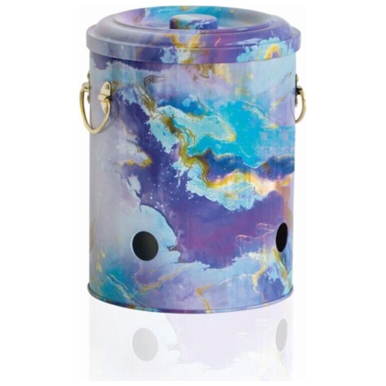 Ø175x225mm Metal Potato & Onion Storage Bin 5L Pink and Gold Marble Texture — Potato Onion Garlic Storage Containers — vie…