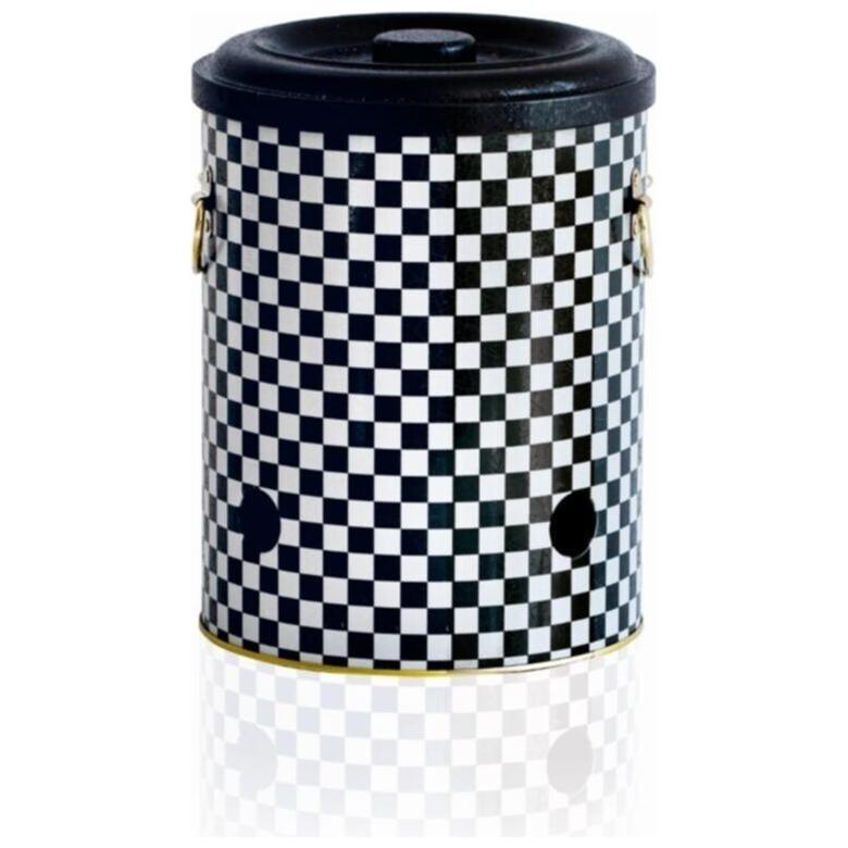 Ø175x225mm Metal Patates ve Soğan Saklama Kabı 5L Kareli Desen — Patates Soğan ve Sarımsak Saklama Kabı — Tinbox