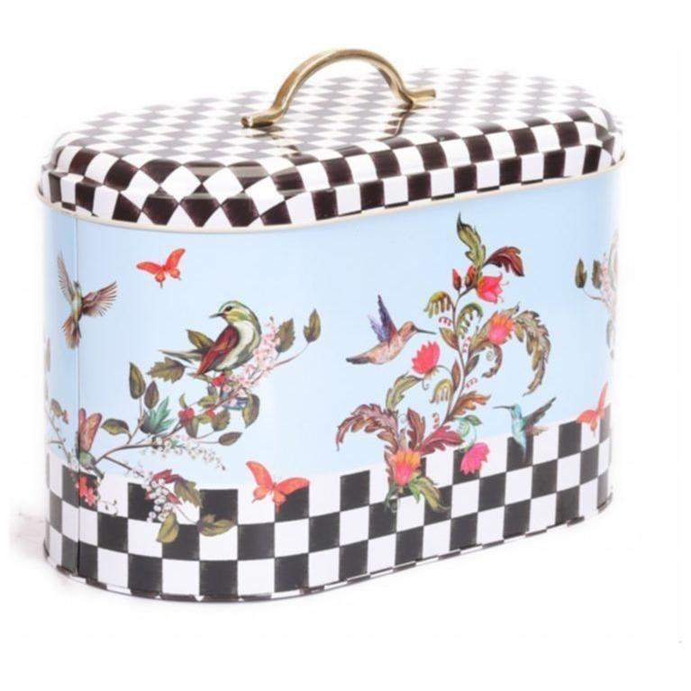 178 x 338 x 200 mm Metal Divided Detergent Bin with Metal Handle Checkerboard Bird Flowers — Bread Boxes — view 2 of 4 — T…