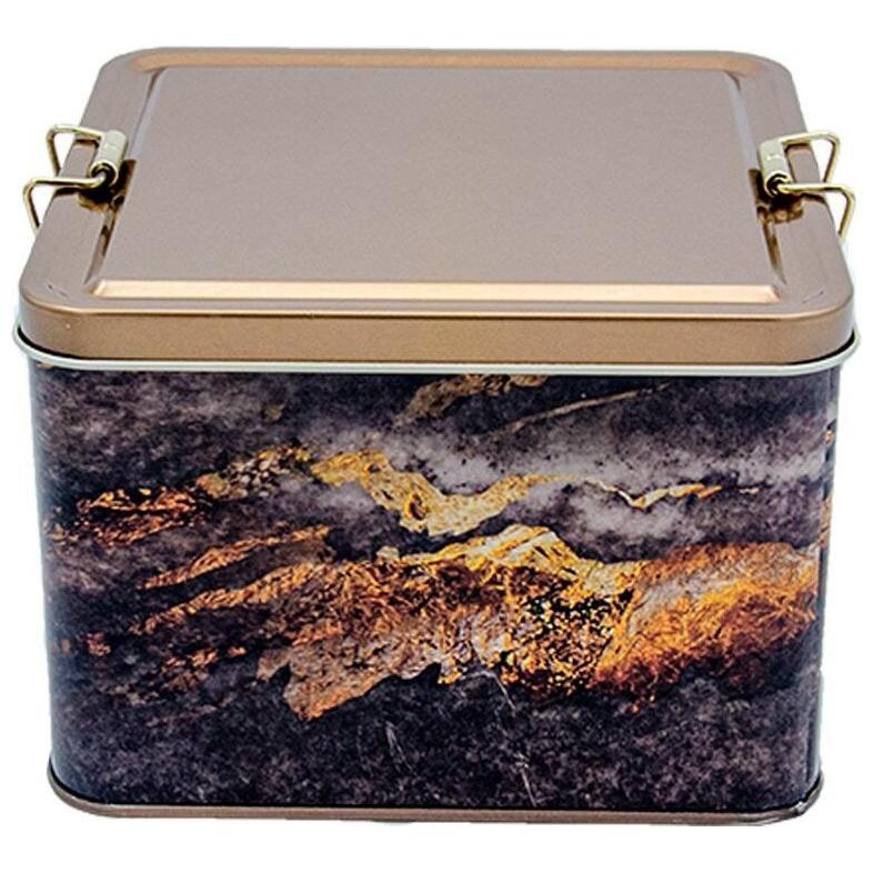 158x158x110 mm Kare Metal Saklama Kutusu 2,5 L Tel Tokalı ve Şeffaf Kapaklı Kaya ve Altın Renk — Kare Kutular — görsel 3 /…