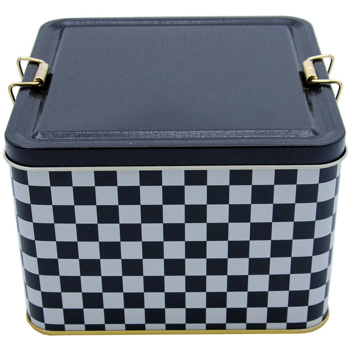 158x158x110 mm Kare Metal Saklama Kutusu 2,5 L Tel Kilitli ve Şeffaf Kapaklı Kare Desenli — Kare Kutular — Tinbox