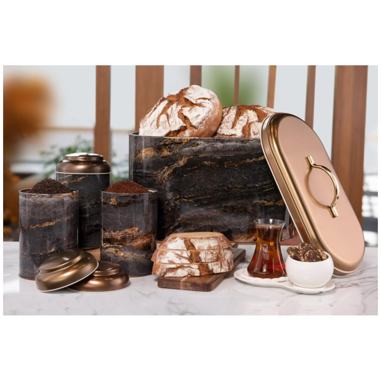 4 Pcs Round Tin Box Kitchen Set Dome Lid Rock and Gold Rock and Gold Design — Box Sets — view 2 of 5 — Tinbox