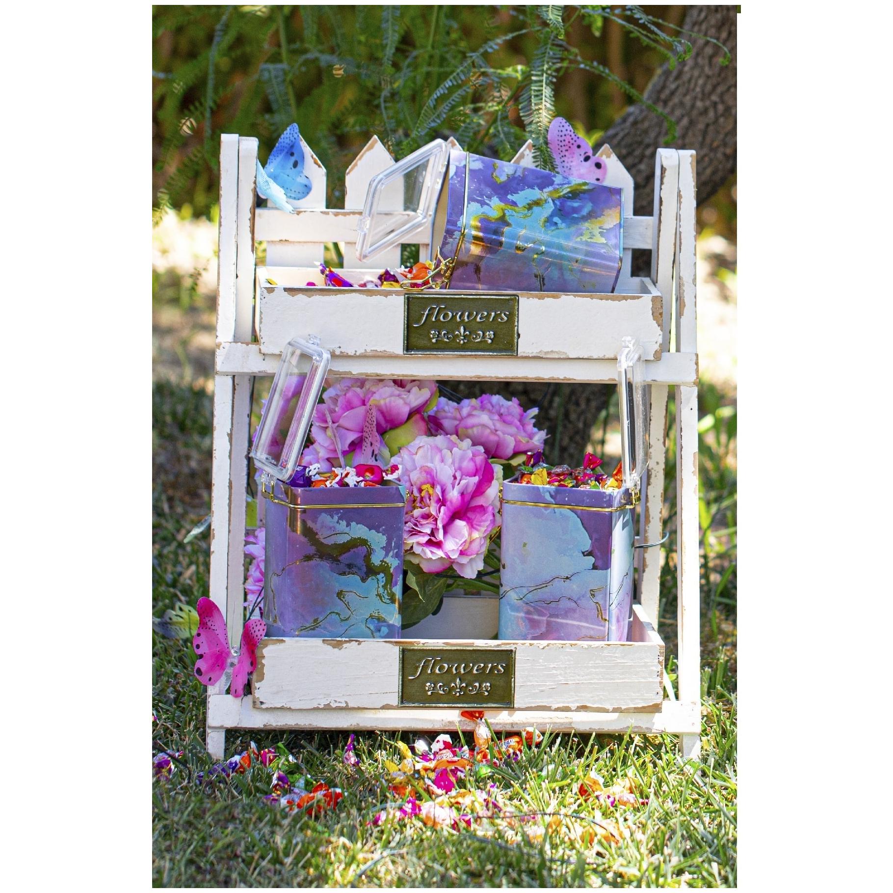 Rectangular Metal Box set 75x100x150 mm (3 Pcs ) Wire Clasp and Transparent Lid Pink and Gold Marble Texture Liquid Purple…