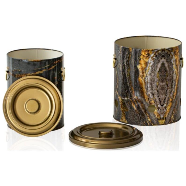 Metal Patates ve Soğan Saklama Kabı Seti Ø225x240 mm (2 Parça) Rock and Gold Tasarım — Kutu Setleri — görsel 2 / 2 — Tinbox