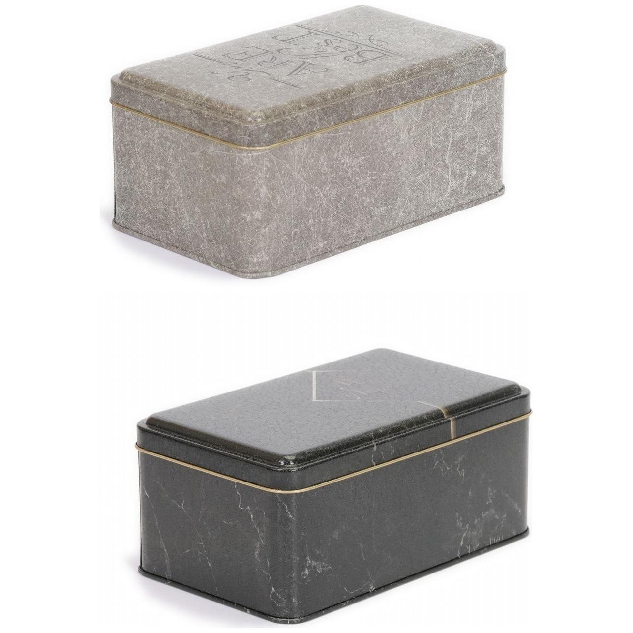 Dikdörtgen Metal Teneke Kutu Seti 115x190x80 (2 adet) Mermer Sanabella Tasarımı — Kutu Setleri — Tinbox