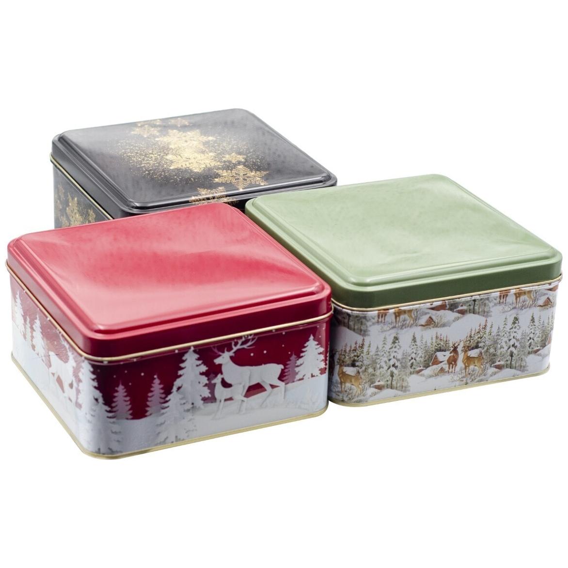 Kare Teneke Kutu Seti 158x158x80 mm 2.4L (3 Parça) Yeni Yıl Tasarımı — Kutu Setleri — görsel 3 / 5 — Tinbox