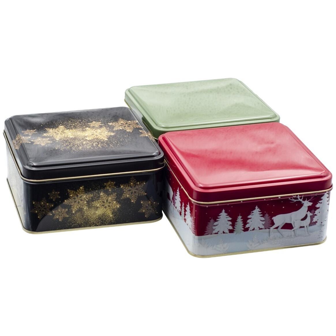 Kare Teneke Kutu Seti 158x158x80 mm 2.4L (3 Parça) Yeni Yıl Tasarımı — Kutu Setleri — görsel 4 / 5 — Tinbox