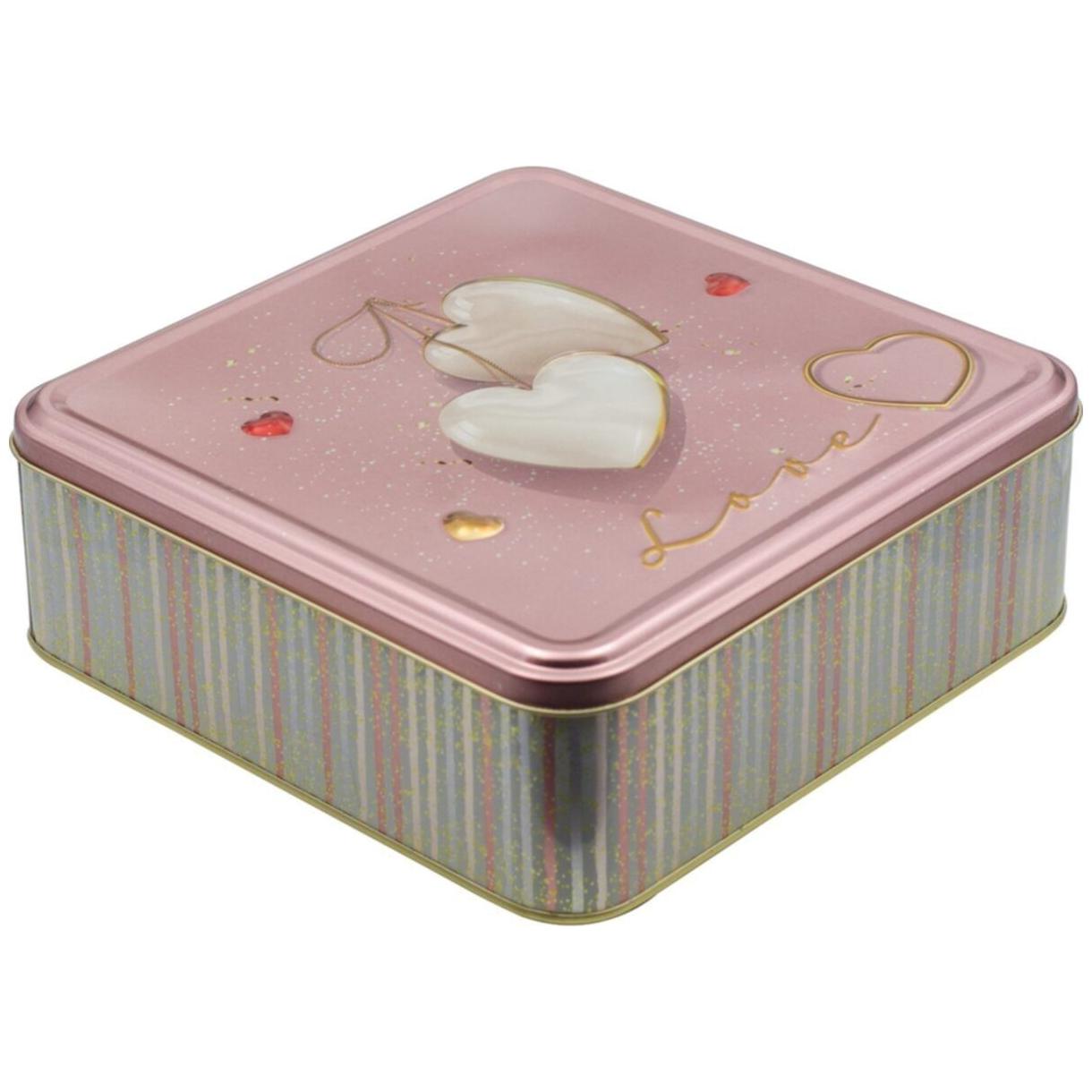 215x215x70 mm Kare Saklama Kutusu 3L Aşk Pembesi Dekor — Kare Kutular — görsel 3 / 3 — Tinbox