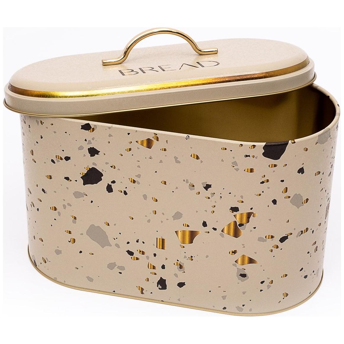 178 x 338 x 200 mm Metal Ekmek Kutusu Metal Saplı 9.8L Terrazzo Krem — Ekmeklik — görsel 2 / 3 — Tinbox