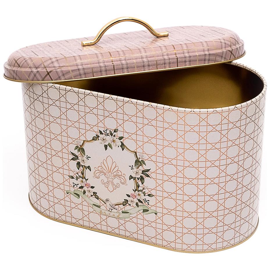 178 x 338 x 200 mm Metal Ekmek Kutusu Metal Saplı 9.8L Pembe — Ekmeklik — Tinbox