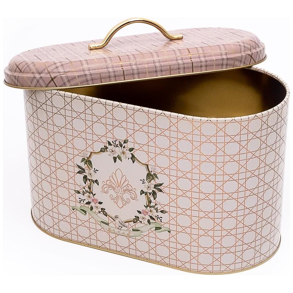 178 x 338 x 200 mm Metal Bread Box Metal Handle 9.8L Rosy — Bread Boxes — view 2 of 3 — Tinbox