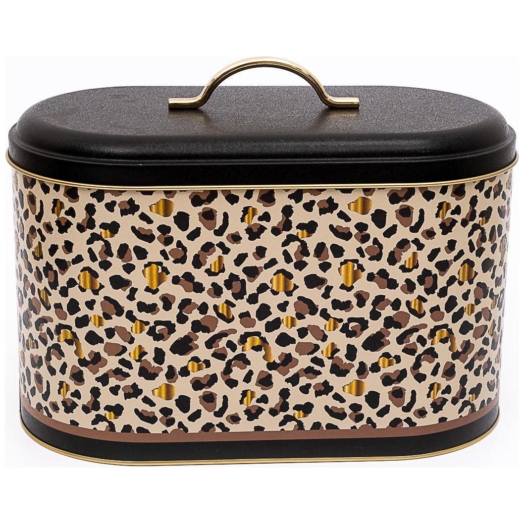 178 x 338 x 200 mm Metal Ekmek Kutusu, Metal Sap, 9.8L, Altın Leopar Desenli — Ekmeklik — görsel 2 / 4 — Tinbox