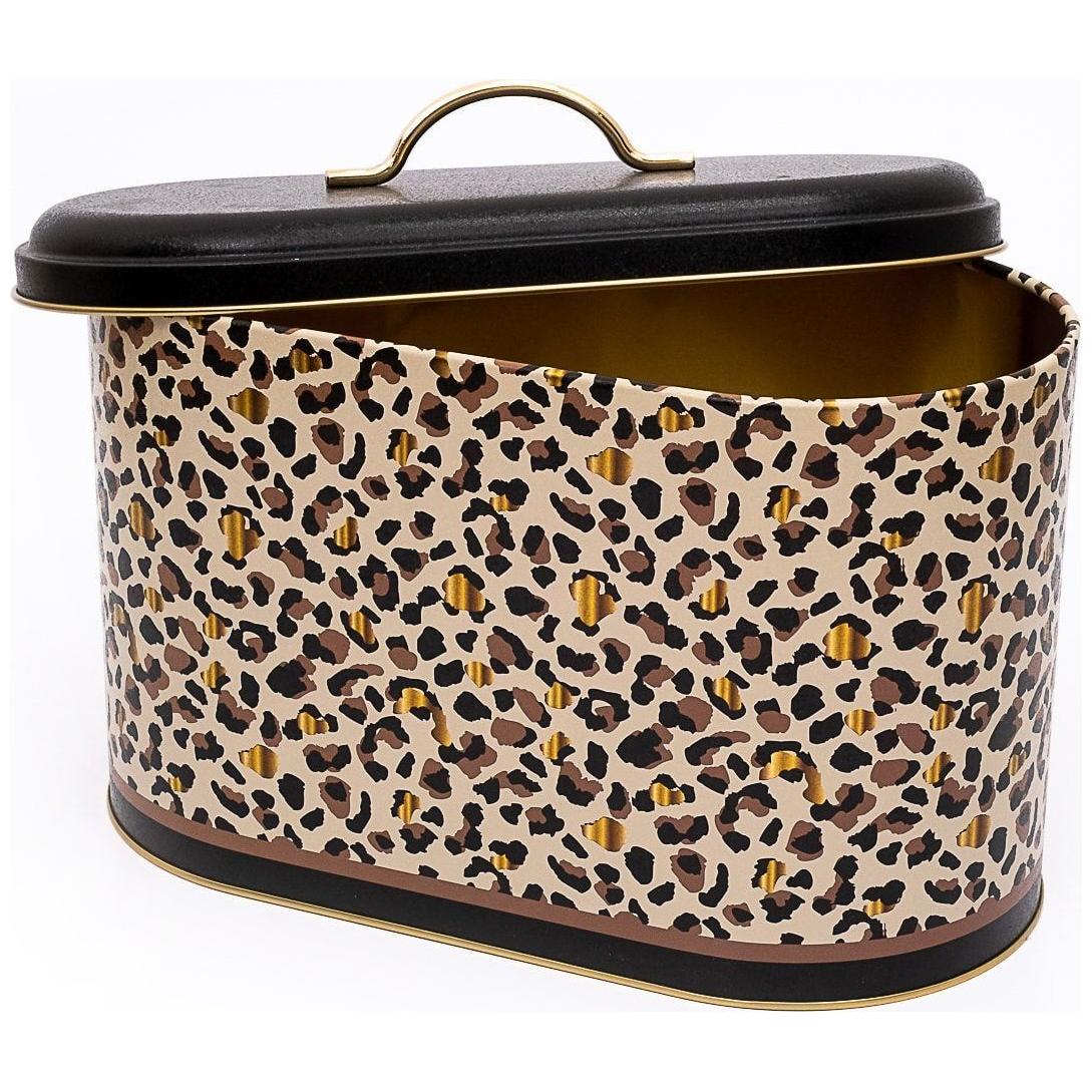 178 x 338 x 200 mm Metal Ekmek Kutusu, Metal Sap, 9.8L, Altın Leopar Desenli — Ekmeklik — görsel 3 / 4 — Tinbox
