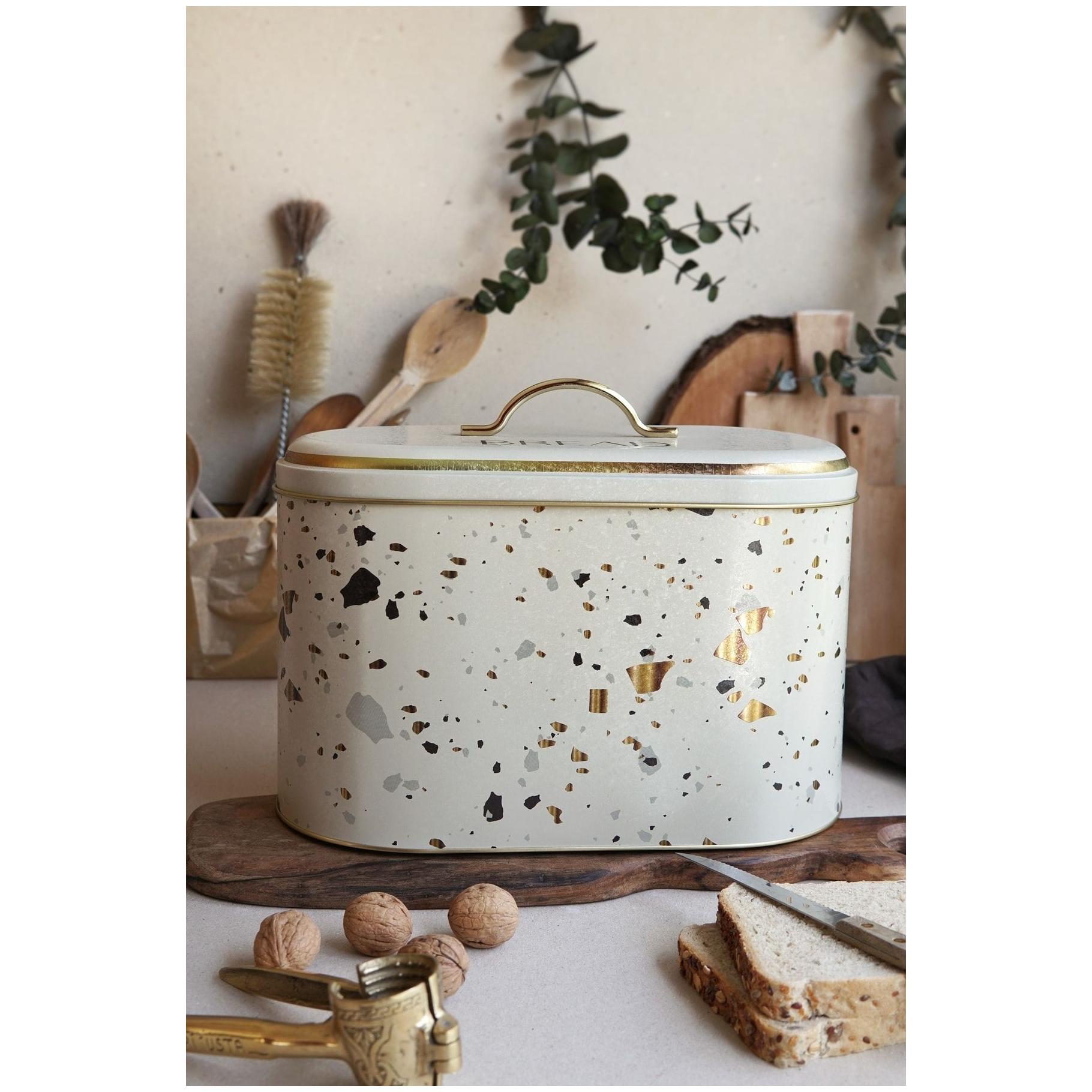 178 x 338 x 200 mm Metal Ekmek Kutusu Metal Saplı 9.8L Terrazzo Krem — Ekmeklik — görsel 3 / 3 — Tinbox
