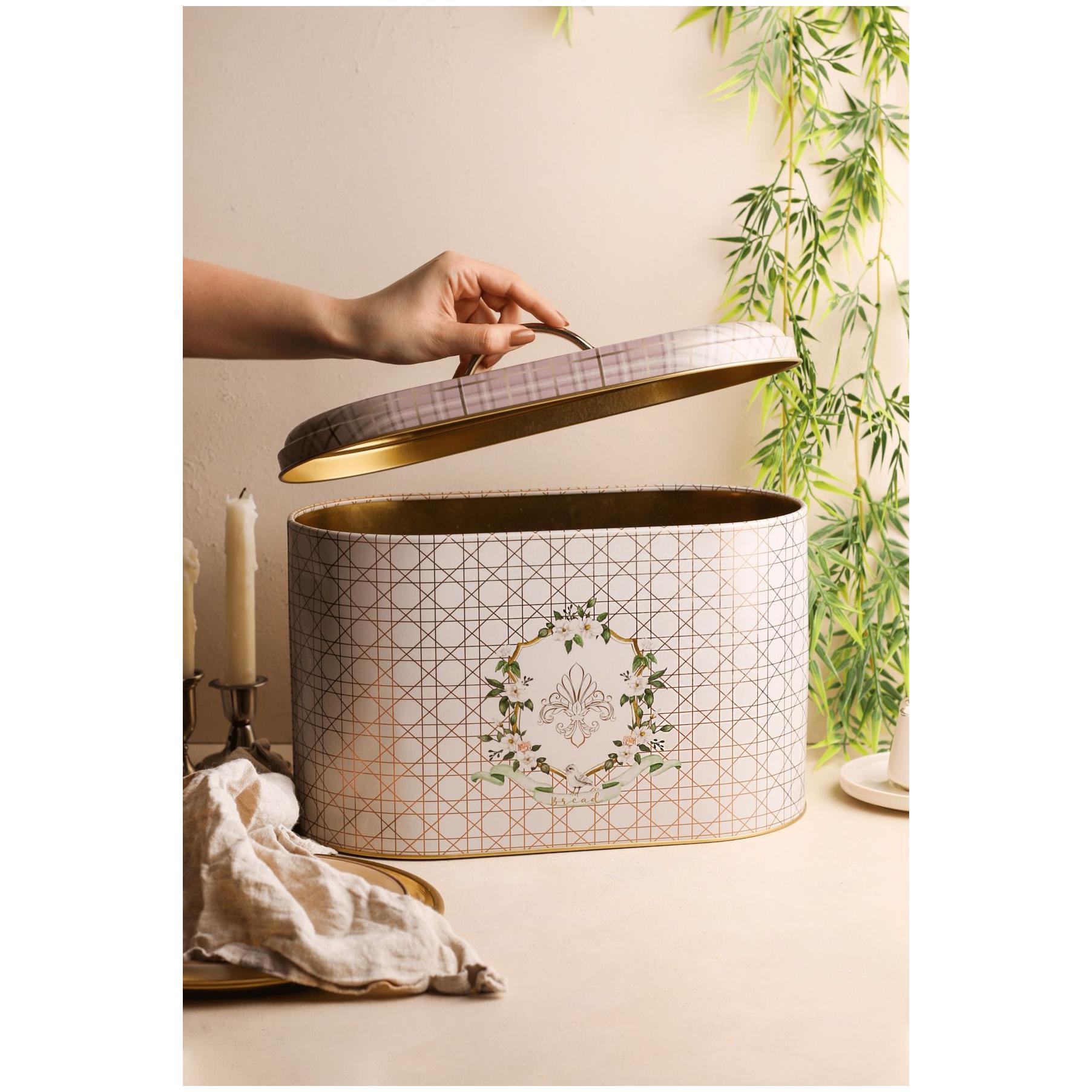 178 x 338 x 200 mm Metal Bread Box Metal Handle 9.8L Rosy — Bread Boxes — view 3 of 3 — Tinbox