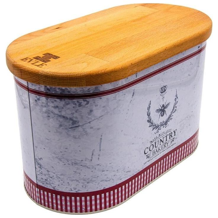 178 x 338 x 200 mm Metal Ekmek Kutusu 9.8L Ahşap Kapaklı Vintage Bee & Laurel Elegance — Ekmeklik — görsel 2 / 4 — Tinbox