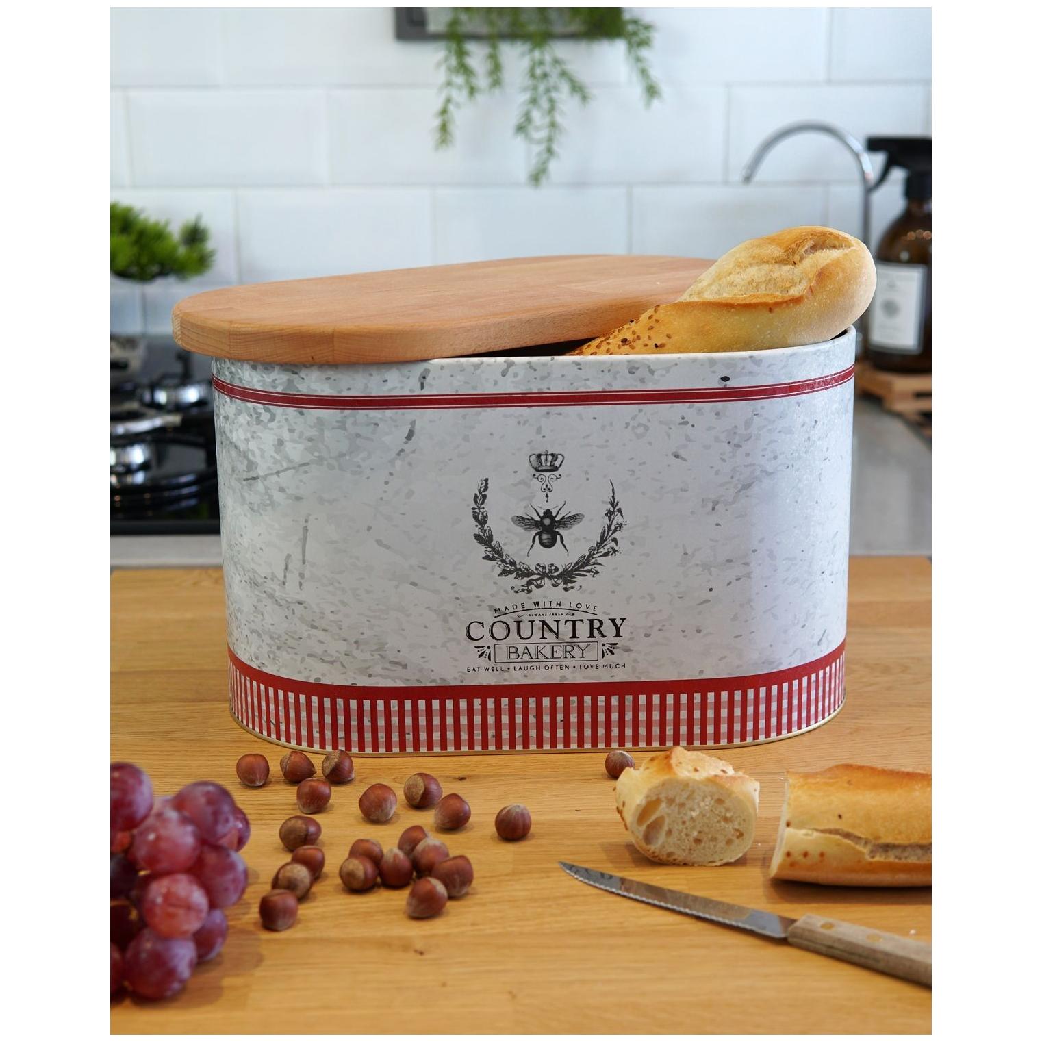 178 x 338 x 200 mm Metal Ekmek Kutusu 9.8L Ahşap Kapaklı Vintage Bee & Laurel Elegance — Ekmeklik — görsel 4 / 4 — Tinbox