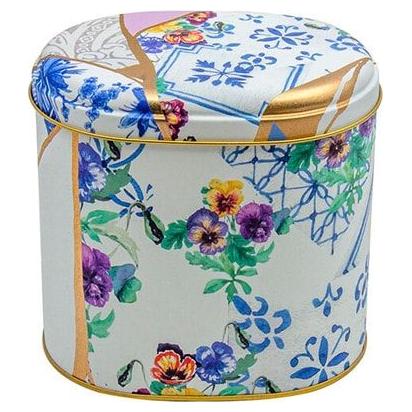 Oval Metal Teneke – 140 x 120 x 130 mm (1,4 L) Kintsugi Altın damarlı Gül — Yuvarlak Kutular — görsel 2 / 3 — Tinbox