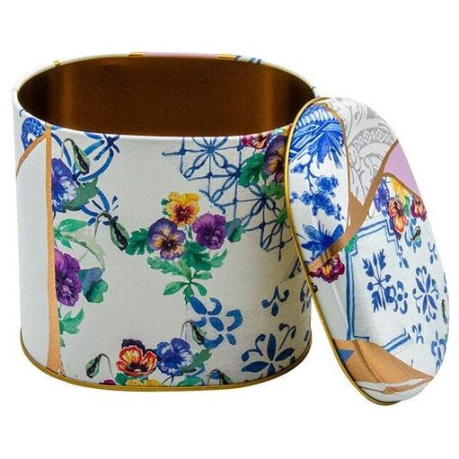 Oval Metal Teneke – 140 x 120 x 130 mm (1,4 L) Kintsugi Altın damarlı Gül — Yuvarlak Kutular — görsel 3 / 3 — Tinbox