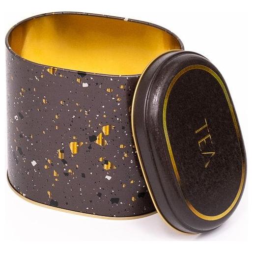 Oval Metal Tin – 140 x 120 x 130 mm (1.4L) Terrazzo Brown — Round Boxes — view 2 of 3 — Tinbox